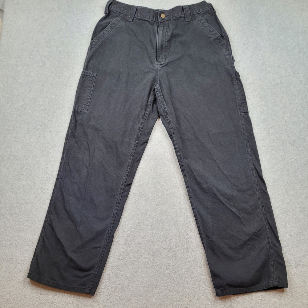 Carhartt B151 Dungaree Carpenter Pants Mens 35x32 Black Canvas Workwear